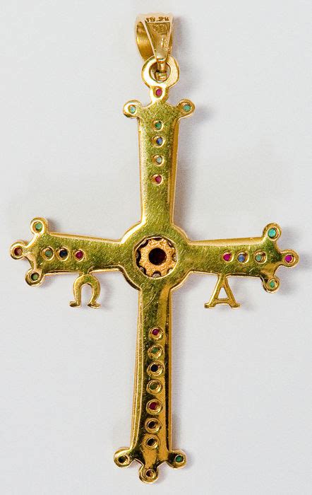 192 K Gold Byzantine Cross Byzantinisches Kreuz 192 Karat Gold Mit