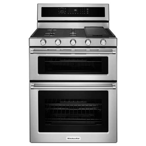 Kitchenaid Stainless Steel Freestanding Double Oven Convection Gas