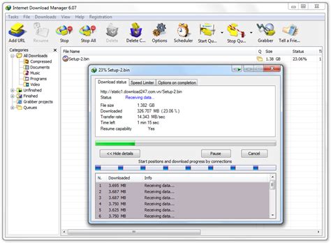 Once installed into your system you will be greeted with a very well organized and intuitive user interface. IDM 6.23 Build 17 32 64 Bit Free Download