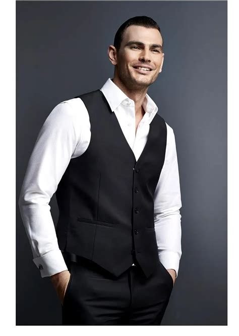 Modest Handsome Black Casual Mens Vest Business Mens Vest Groomsman