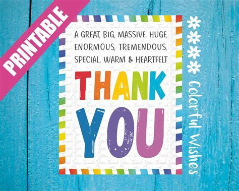 Funny Thank You Card Printable Coworker Colorful Thank You Greeting