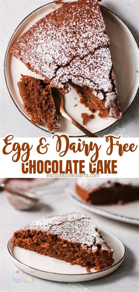 This super easy dessert is a buttery biscuit base, topped with light, whipped cream and cream cheese, with chocolate and creme eggs. DAIRY AND EGG FREE CHOCOLATE CAKE in 2020 | Yummy food dessert, Yummy desserts easy, Desserts