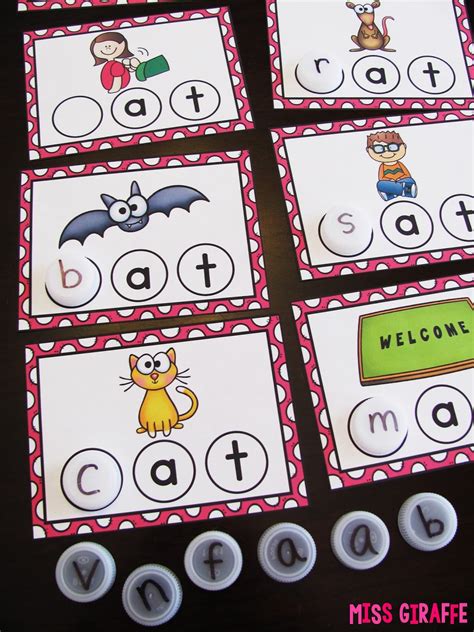 Home » freebies » planner accessories » free giraffe planner inserts and clips printables. Miss Giraffe's Class: Bottle Cap CVC Word Building Centers