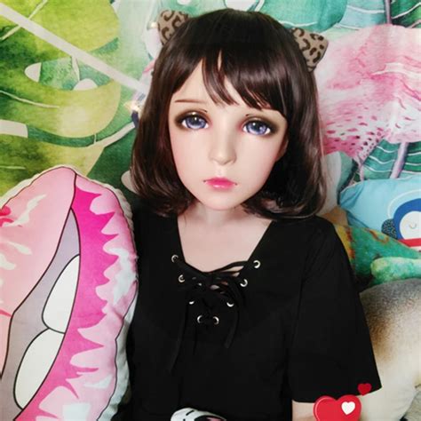 feng 03 female sweet girl resin half head kigurumi mask with bjd eyes cosplay japanese anime