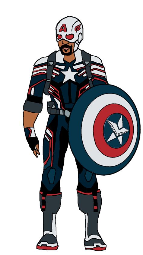 Captain America Sam Wilson With His Shield By Spiderbyte64 On Deviantart
