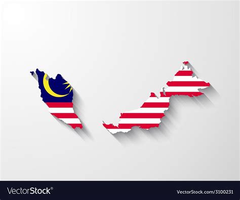 Malaysia Map With Shadow Effect Vector Image On Vectorstock In 2020