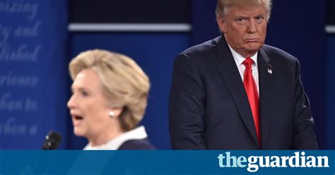 trump prowls behind clinton during presidential debate video us news the guardian