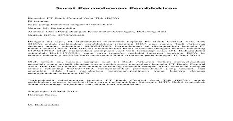 Selain itu juga akan kami bagikan juga berbagai contoh surat kuasa dengan penulisan yang benar. Contoh Surat Kuasa Pemblokiran Atm - Kumpulan Contoh Surat ...