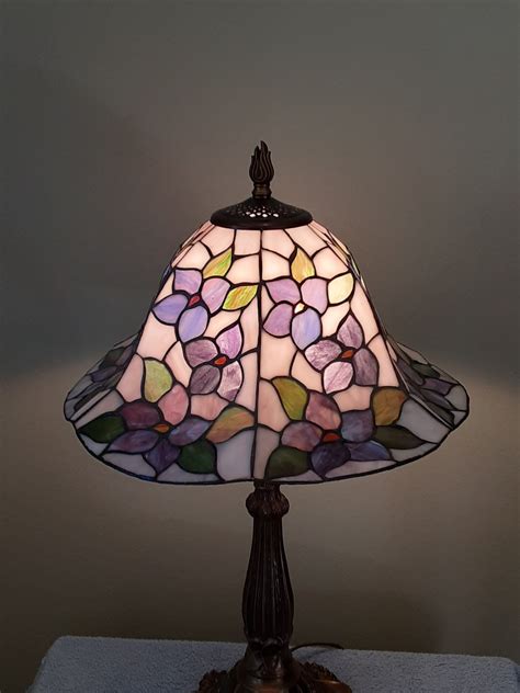 Stained Glass Lamp Dale Tiffany Floral Motif Accent Etsy