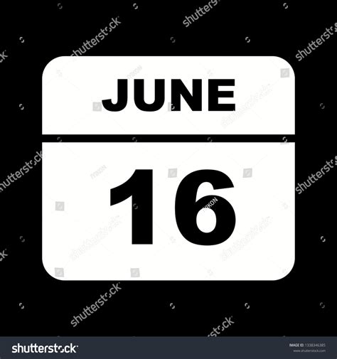 June 16th Date On A Single Day Calendar Royalty Free Stock Vector