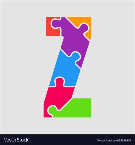 Jigsaw Color Shape Puzzle Piece Letter Z Vector Image