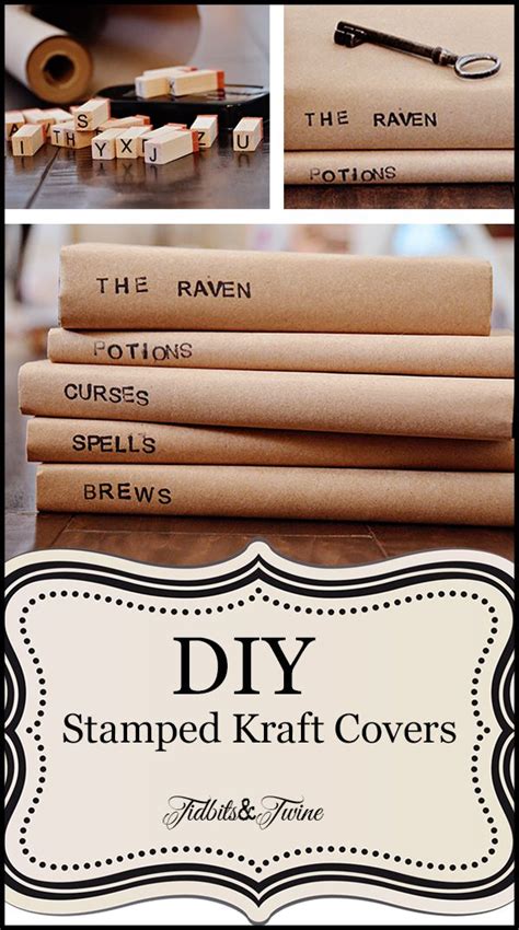 Diy Stamped Kraft Covered Books Paper Book Covers