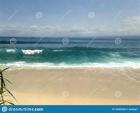 Beautiful Beach Blue Sky Seaside Raging Waves Tropical Paradise