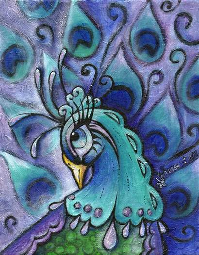 Peacock Painting Christmas Acrylics Oil Pastel Canvas