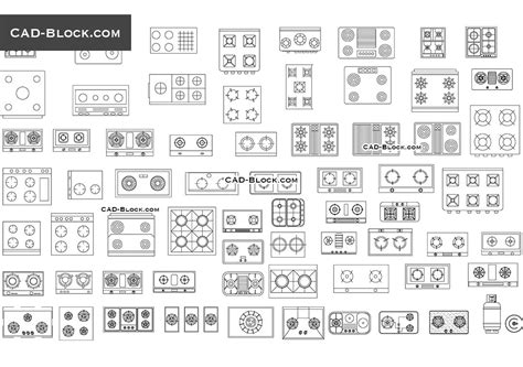 .blocking kitchen appliances kitchen design laboratory lamp landscape landscape design library lifts light steel frame ceiling lights living room design the free.dwg files are compatible back to autocad 2000. Cooktops free CAD Blocks download