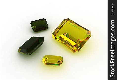 Four Emerald Cut Yellow Sapphires 3d Free Stock Images And Photos