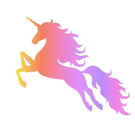 Silhouette Of A Flying Jumping Unicorn Rainbow Silhouette Isolated On