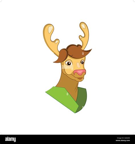 Cute Cartoon Style Deer Mascot Vector Illustration Isolated On White