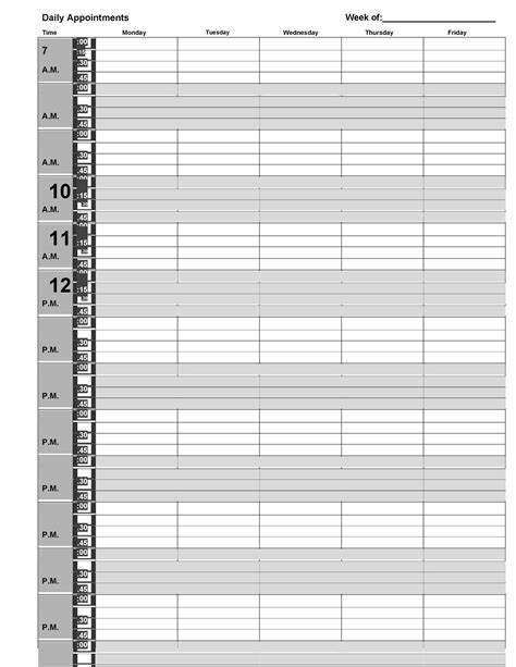 Free Printable Appointment Scheduling Template Printable Templates