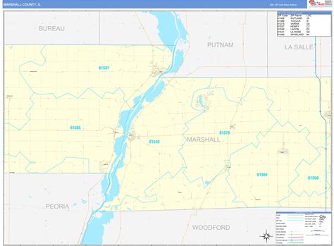 Marshall County, IL Zip Code Wall Map Basic Style by MarketMAPS - MapSales