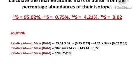 How to find the average atomic mass of an element. Calculate the relative atomic mass of Sulfur from the ...