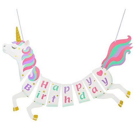 Unicorn Happy Birthday Banner Unicorn Themed Party Supplies