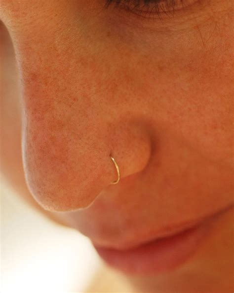 Small Gold Nose Ring 22 Gauge Silver Nose Ring 14k Gold Etsy