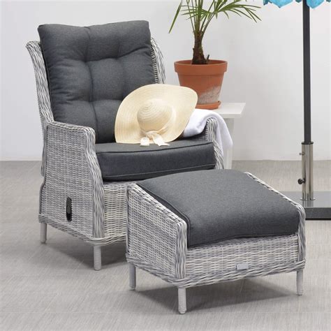 Cordoba Rattan Garden Recliner Chair And Footstool