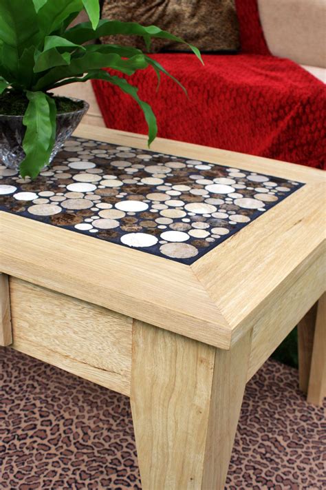 Coffee Table W Drawer Blonde Wood Coffee Table Marble Top Etsy