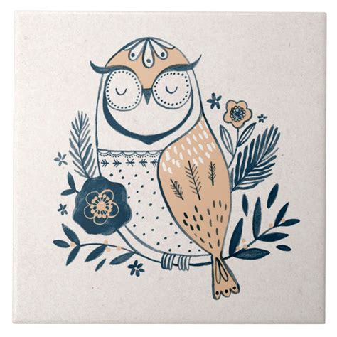 Illustrated Owl Ceramic Tile Zazzle