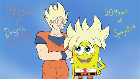 Though this isnt really my favorite s. SpongeBob and Goku Super Saiyan Anniversary Photo by ...
