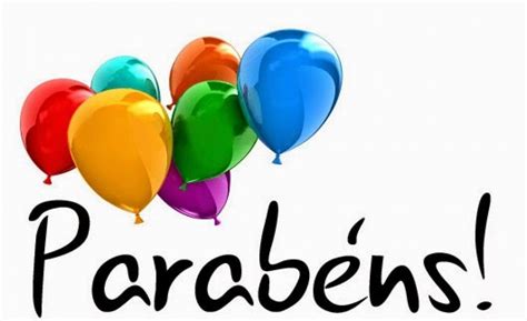 The Words Parabens Are Written In Black Ink With Colorful Balloons