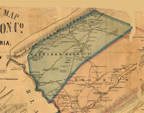 Warriors Mark Township Pennsylvania 1856 Old Town Map Custom Print