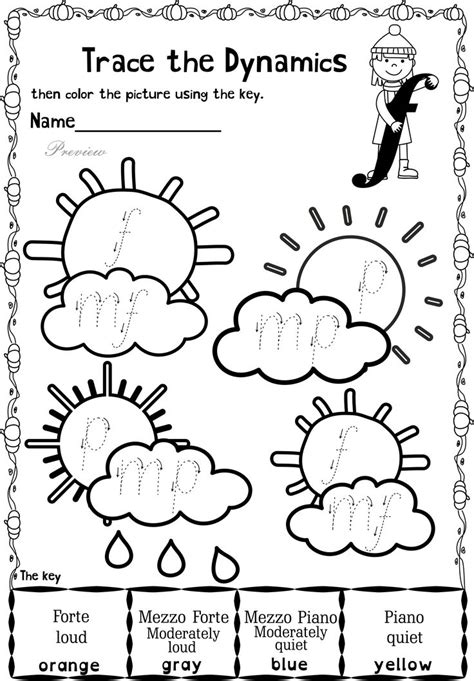 Grade 1 dynamics refers to. Fall Trace and Color Music Worksheets | Music worksheets, Elementary music worksheets, Music ...