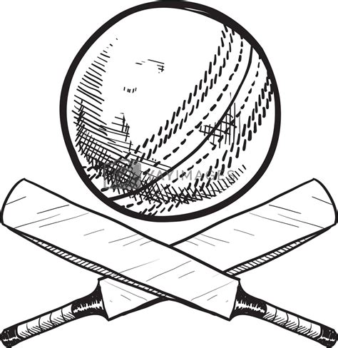 Cricket Bat And Ball Sketch By Lhfgraphics Vectors And Illustrations With