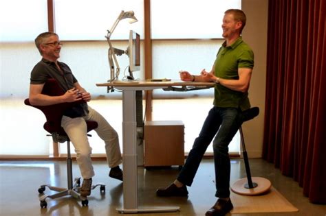 In this day and age where long hours of work at desks are the norm, standing desk chair are a necessary feature of not just offices, but also homes, stores, libraries, and many other spaces. Standing Office Better Than Sitting? Video - Guardian ...