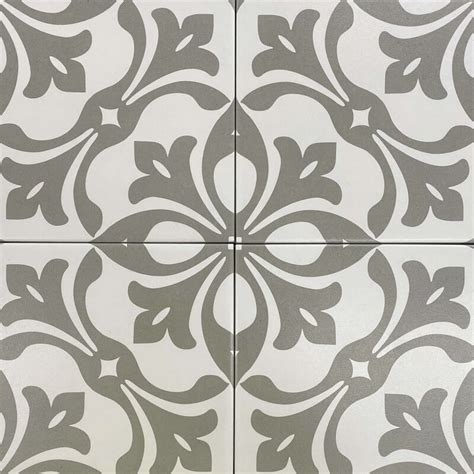 Retro White And Taupe Floral Pattern Tile Tfo