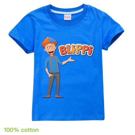 New Blippi T Shirt Kids Children Short Sleeve 100 Cotton Summer Casual