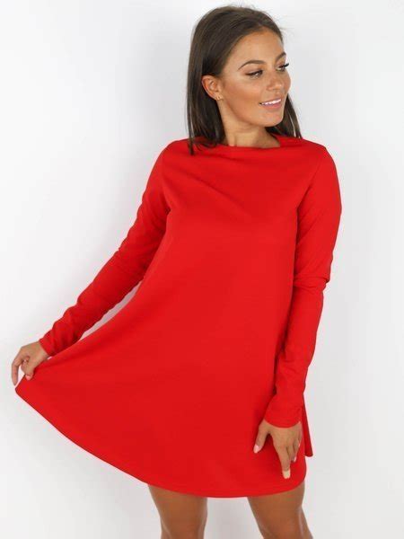 Elegancka Sukienka W LiterĘ A Czerwona X201 Czerwony Sukienki
