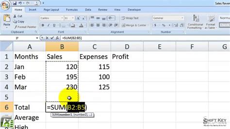 Excel 2007 Exercise 26 Sum Function Youtube