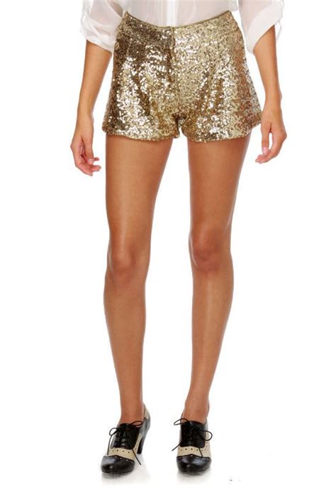 Fascination Street Gold Sequin Shorts Sequin Shorts Outfit Gold Sequin Shorts White Chiffon