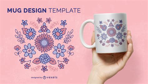 Flower Ornament Mug Design Vector Download