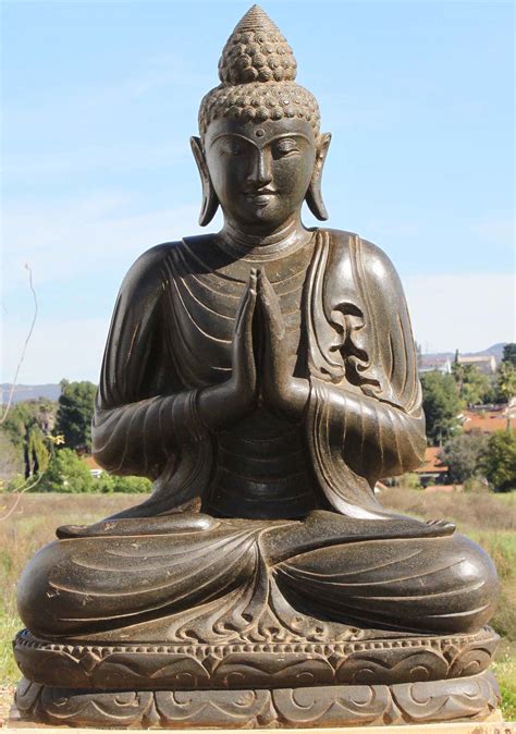 Sold Stone Anjali Mudra Namaste Buddha Statue 41 96ls247 Hindu