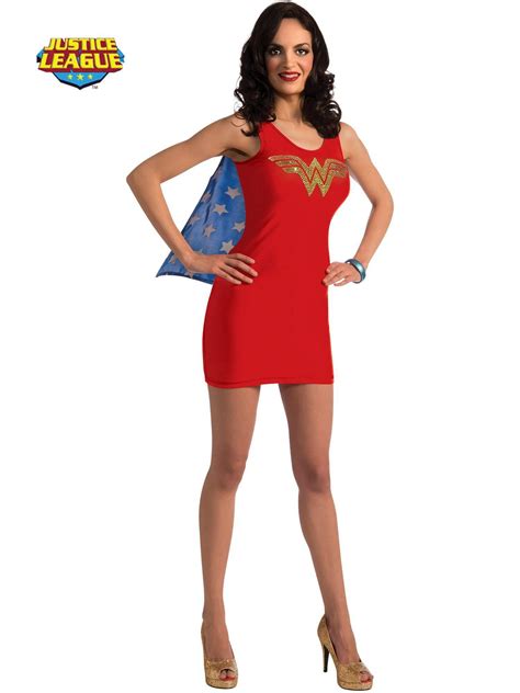 Womens Sexy Wonder Woman Rhinestone Tank Dress Costume — Costume Super