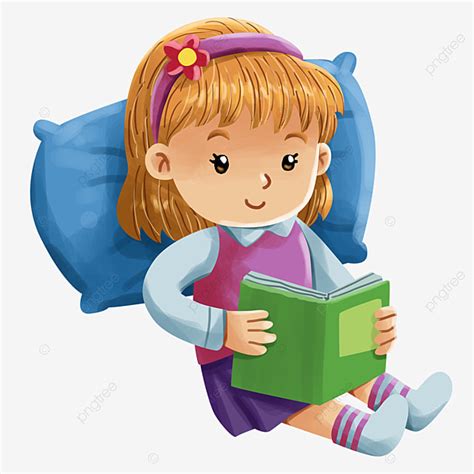 Kid Reading A Book Clipart Transparent Background Girl Kids With