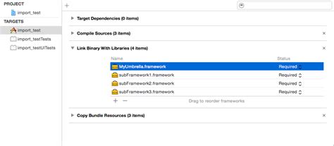Ios How To Link Sub Frameworks In An Umbrella Framework Stack Overflow