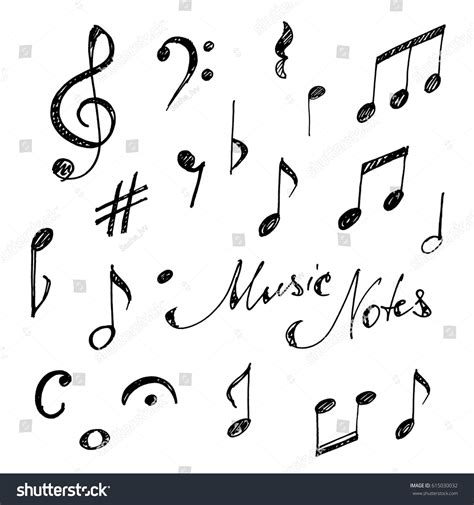 Hand Drawn Music Notes Set Sketch Stock Vector 615030032 Shutterstock