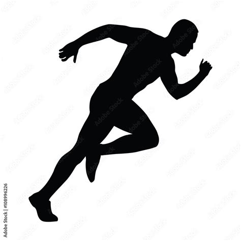 Sprinting Man Vector Silhouette Sprint Fast Run Runner Starts Stock