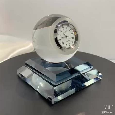 Crystal Ball Shape Crystal Desk Clock Engraved Customized Logo