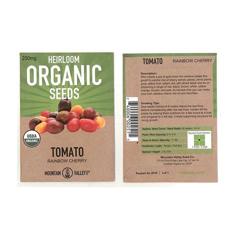 Tomato Garden Seeds Rainbow Cherry 250 Mg Packet Non Gmo Organic